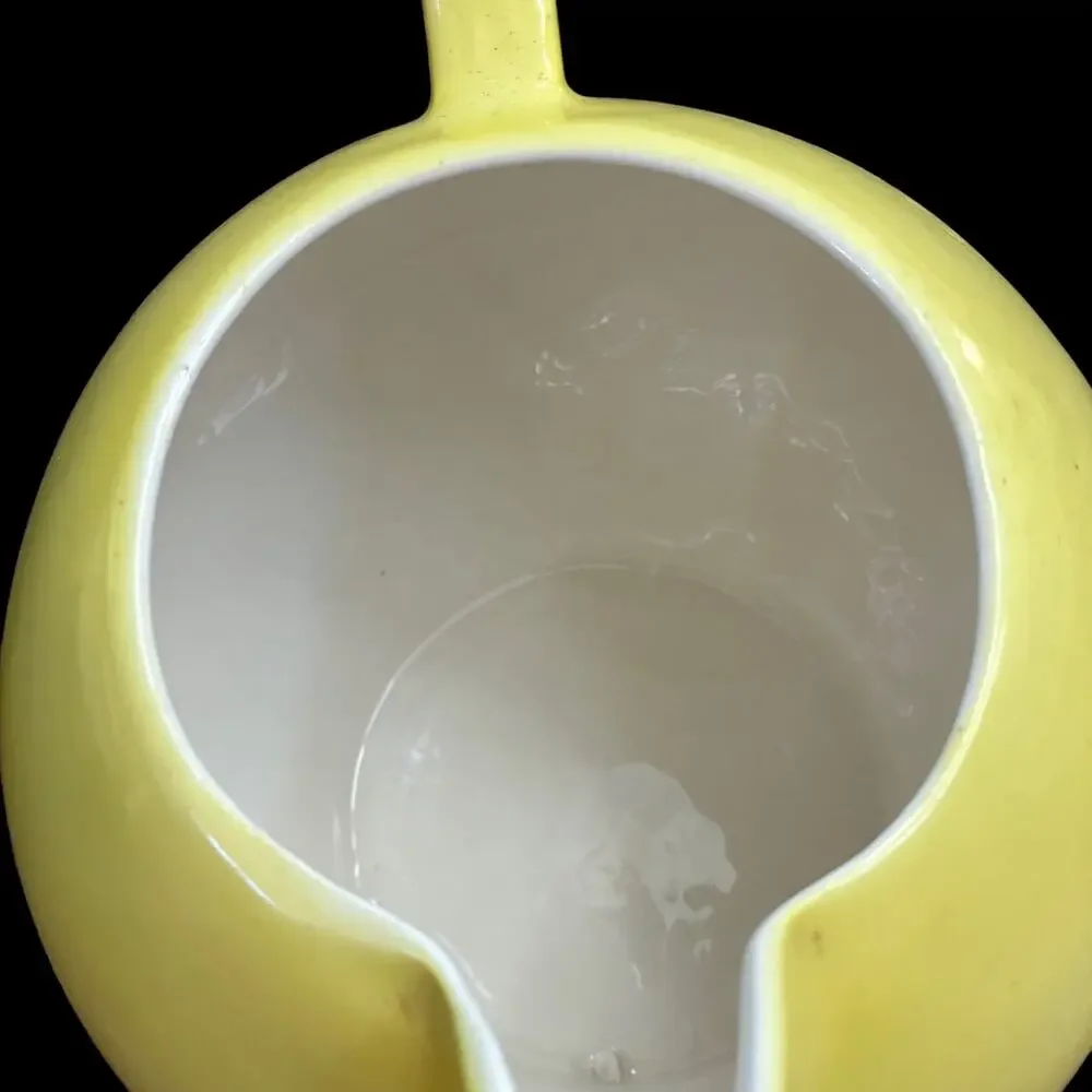 Vintage Yellow Ball Creamer Pitcher Czechoslovakia Mid Century Art Deco READ